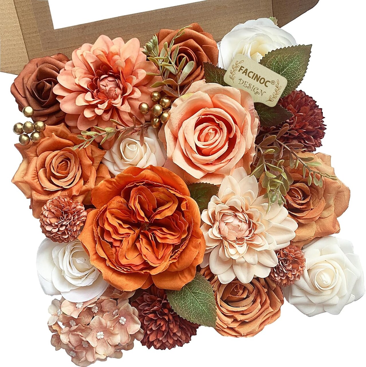 Orange Artificial Roses Flowers Bulk – 25PCS Faux Silk & Foam Rose Set for DIY Wedding Bouquets, Bridal Shower, Baby Shower, Table Centerpieces, Cake Decorations & Fall Floral Arrangements